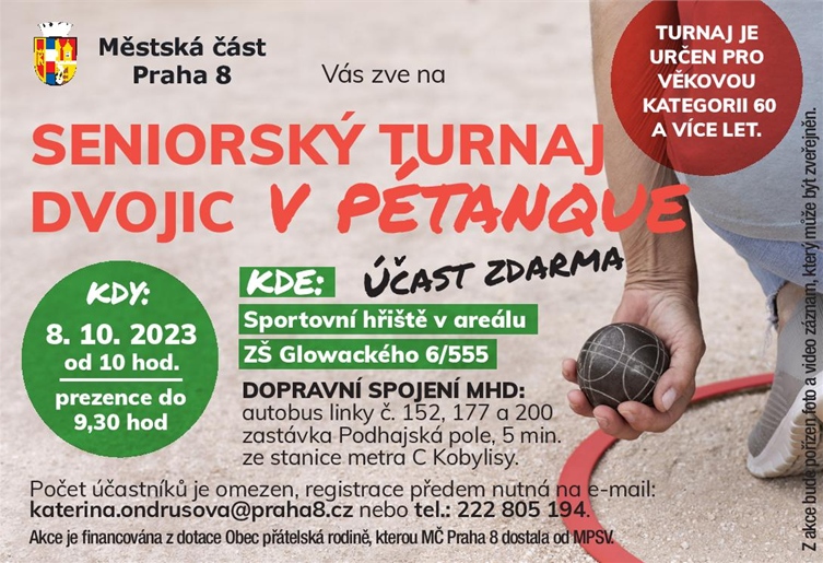 Seniorský turnaj dvojic v pétanque 2023